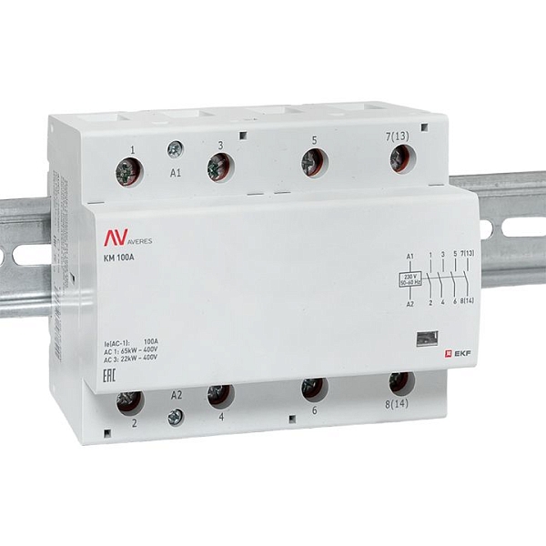 Контактор модульный КМ 100А 4NO 230В АС (6 мод.) AVERES EKF
