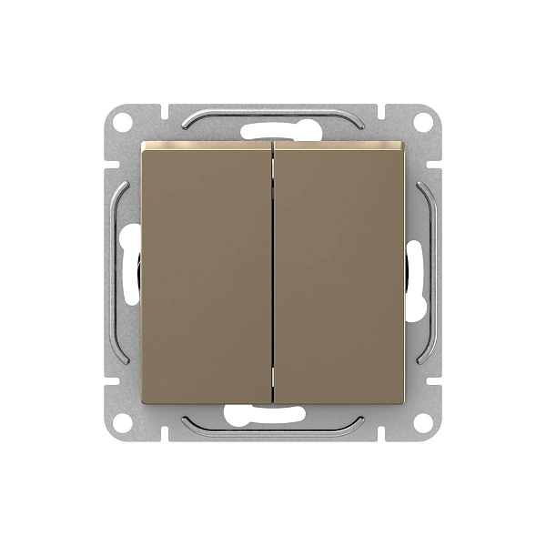 Механизм выключателя, двухклавишный, двухполюсный, шампань Эпика EKF