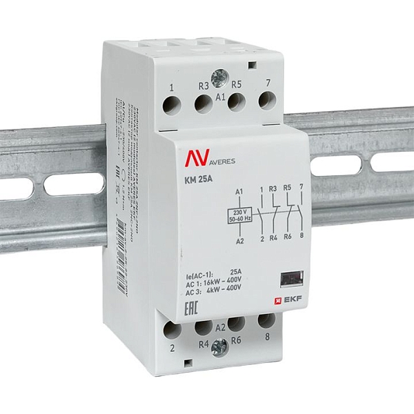 Контактор модульный КМ 25А 2NO+2NC 230В АС (2 мод.) AVERES EKF