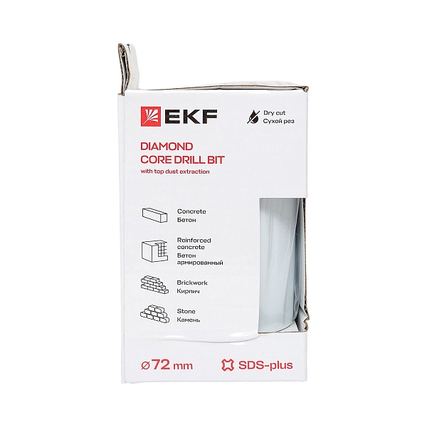 Коронка алмазная DCH-72 (верхнее пылеудаление) Laser M16 SDS-Plus EXPERT EKF