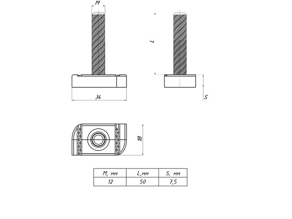 STRUT-Т-болт М12x50 EKF