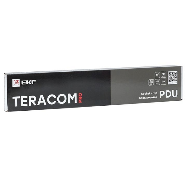 Блок розеток PDU TERACOM PRO 19" 1U 16А/250В 8 розеток Schuko с выключателем шнур питания длиной 2 метра сечение 3x1,5 мм2 вилка Schuko корпус пластик черный