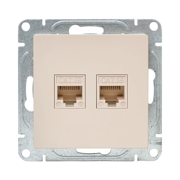 Механизм розетки RJ45 (cat5), кремовый Эпика EKF