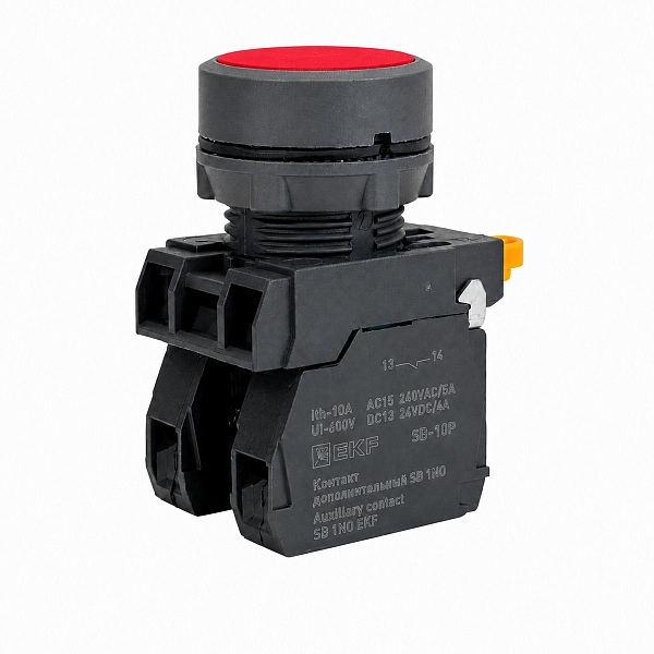 Кнопка SB-21 плоская без фиксации 1NС красная IP65 EKF