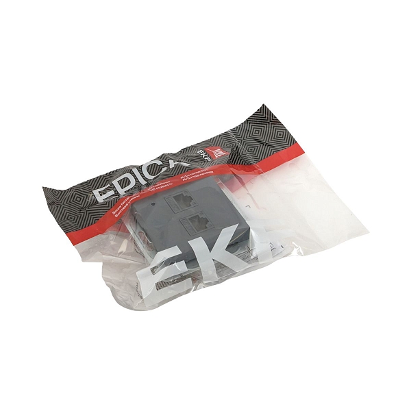 Механизм розетки RJ45 - 2шт, (cat5), графит Эпика EKF