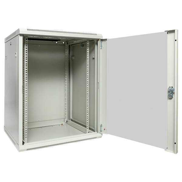 Шкаф настенный 19" TERACOM PRO 12U 600x450 мм дверь стеклянная с замком-ручкой серый