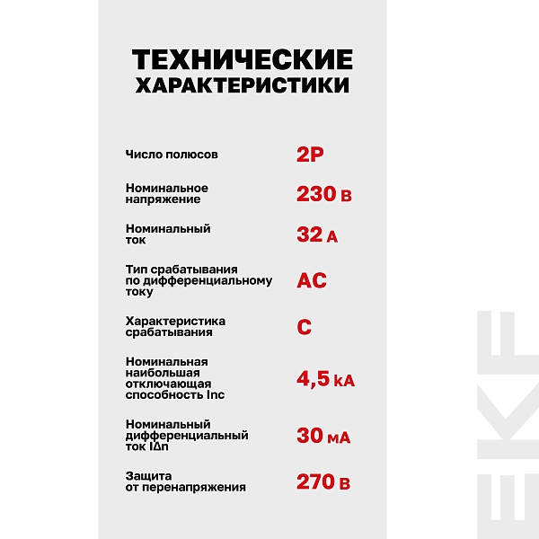 Автоматический выключатель дифференциального тока АД-2 2Р 32А характеристика C 30мА тип АС электронный 4,5кА PROXIMA EKF