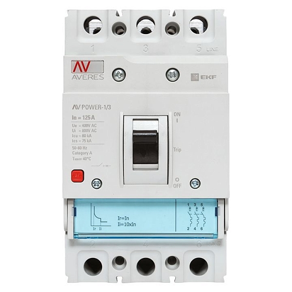 Выключатель автоматический в литом корпусе AV-POWER-1/3 125А 80кА TR EKF