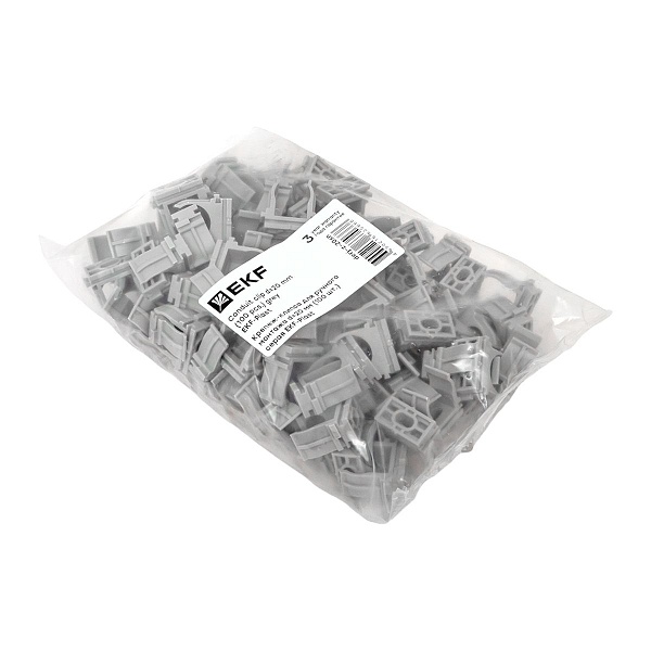 Крепеж-клипса для ручного монтажа d20 мм (100 шт) серая EKF-Plast