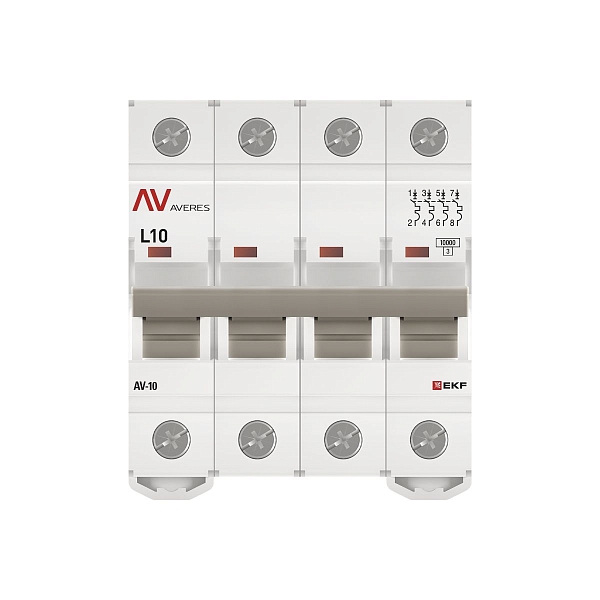 Выключатель автоматический AV-10 4P 10A (L) 10kA EKF AVERES