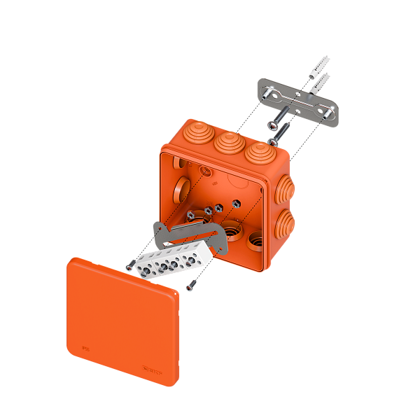 Коробка огнестойкая E45 100x100x50мм с клеммниками 7 полюсов 0,5-6мм2 IP55 HF EKF