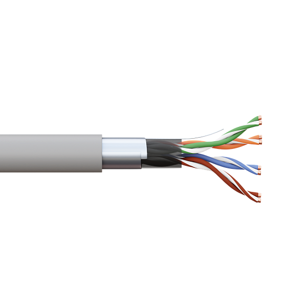 Кабель витая пара TERACOM PRO Cat.5E F/UTP 4 пары solid 24AWG оболочка LSZH нг(А)-HF цвет серый (упак. 305м)