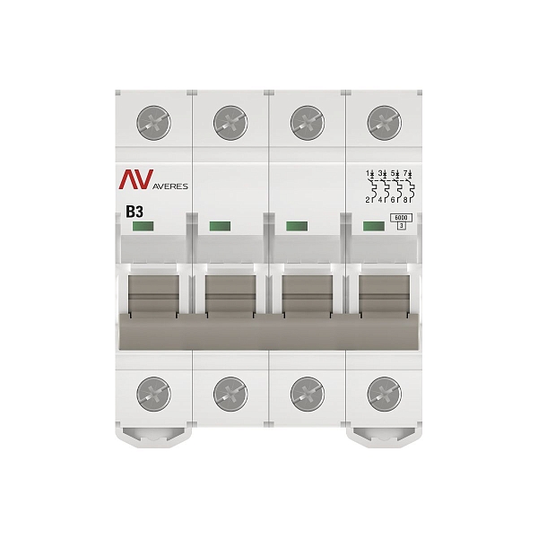 Выключатель автоматический AV-6 4P 3A (B) 6kA EKF AVERES