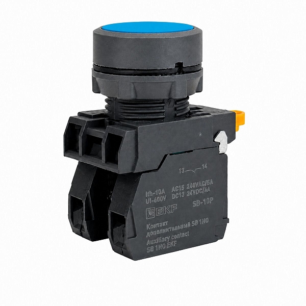 Кнопка SB-21 плоская без фиксации 1NС синяя IP65 EKF