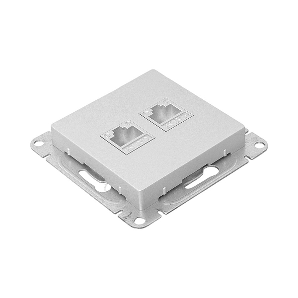 Механизм розетки RJ45 - 2шт, (cat5), алюминий Эпика EKF