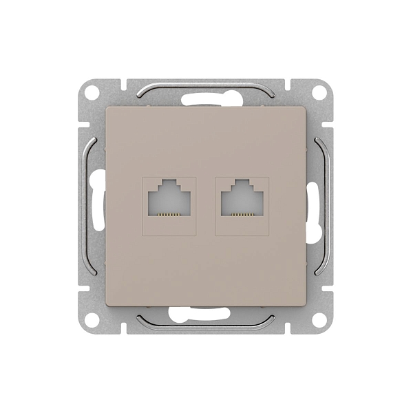 Механизм розетки RJ45 - 2шт, (cat6), кремовый Эпика EKF