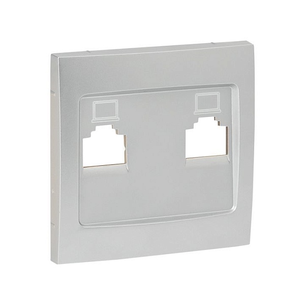 Валенсия лицевая панель розетки RJ-45 2-местная сталь EKF