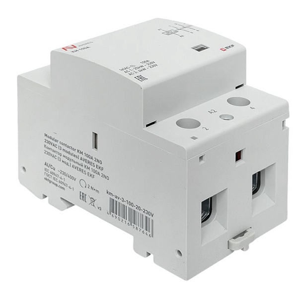 Контактор модульный КМ 100А 2NO 230В АС (3 мод.) AVERES EKF