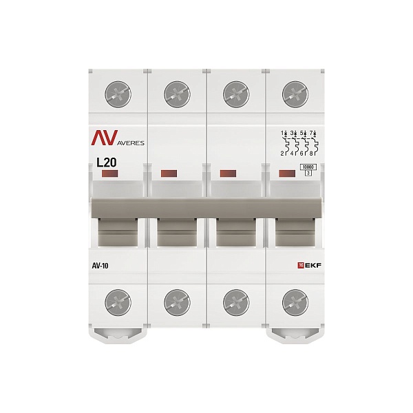Выключатель автоматический AV-10 4P 20A (L) 10kA EKF AVERES
