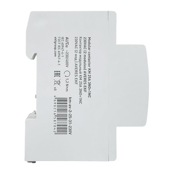 Контактор модульный КМ 25А 3NO+1NC 230В АС (2 мод.) AVERES EKF