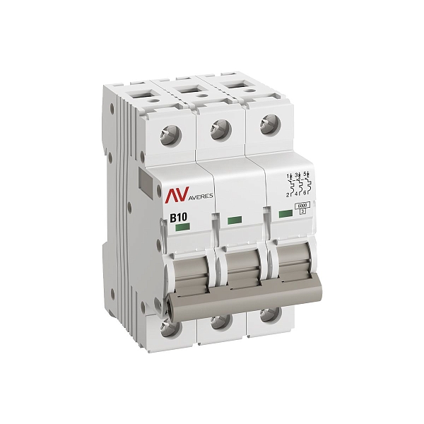 Выключатель автоматический AV-6 3P 10A (B) 6kA EKF AVERES