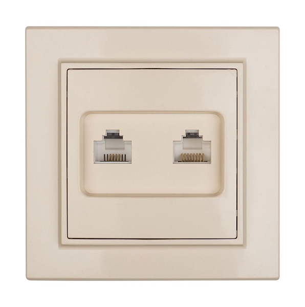 Минск Розетка RJ-45 2-местная СП бежевая EKF