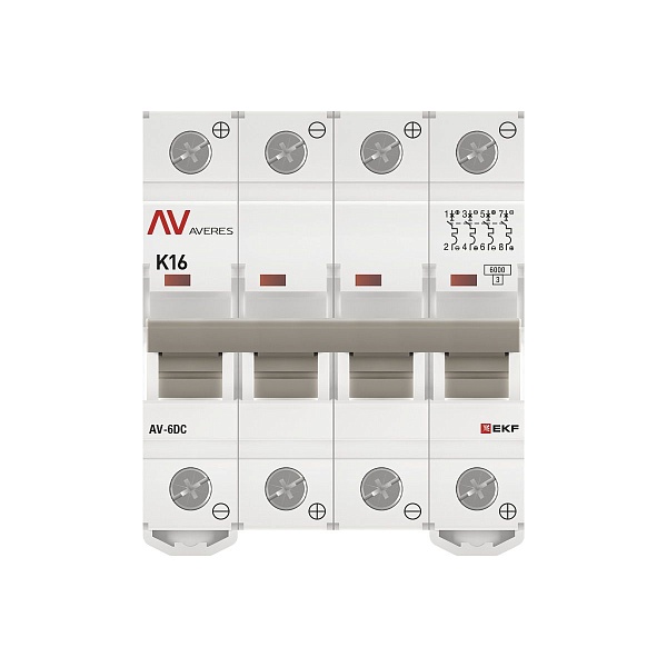 Выключатель автоматический AV-6 DC 4P 16A (K) 6kA EKF AVERES