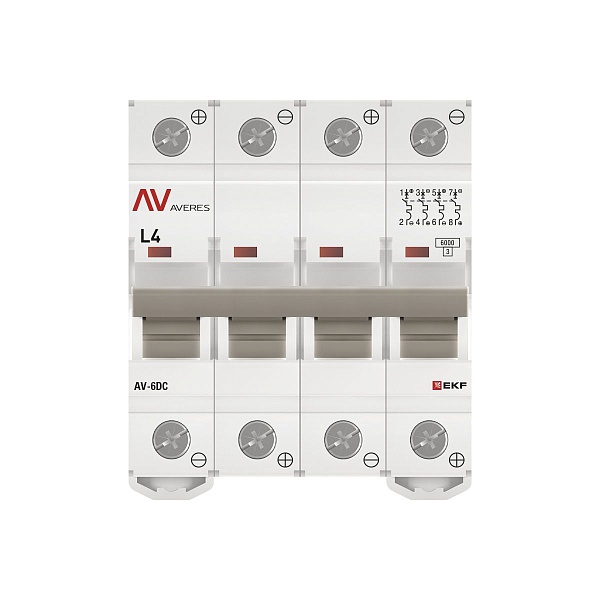 Выключатель автоматический AV-6 DC 4P 4A (L) 6kA EKF AVERES
