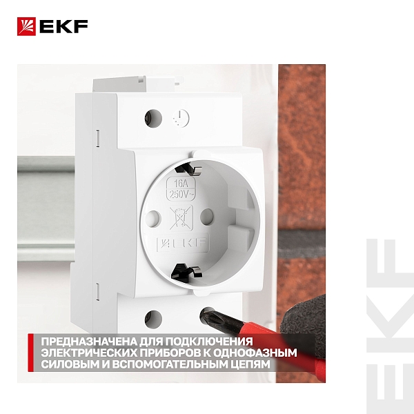 Розетка РДЕ-47 16А (под евро вилку с заземлением) EKF PROxima