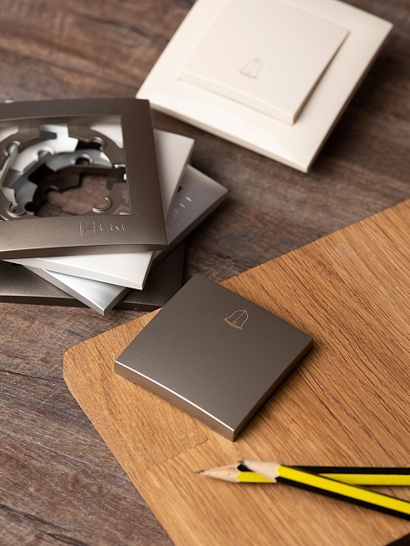 Валенсия лицевая панель кнопки звонка 10А кашемир EKF