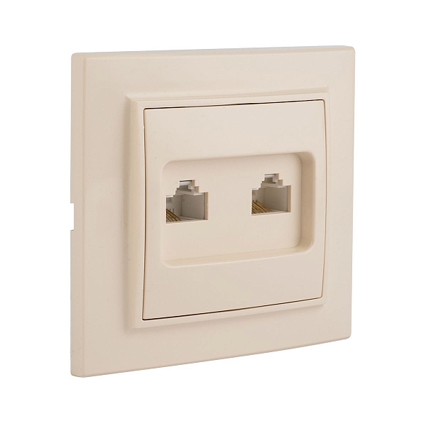 Минск Розетка RJ-45 2-местная СП бежевая EKF