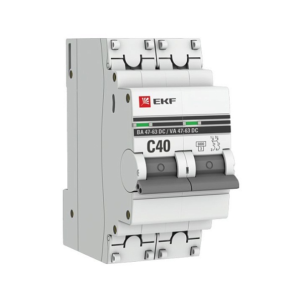 Автоматический выключатель ВА 47-63 DC 2P 40А (C) 6кА EKF PROXIMA