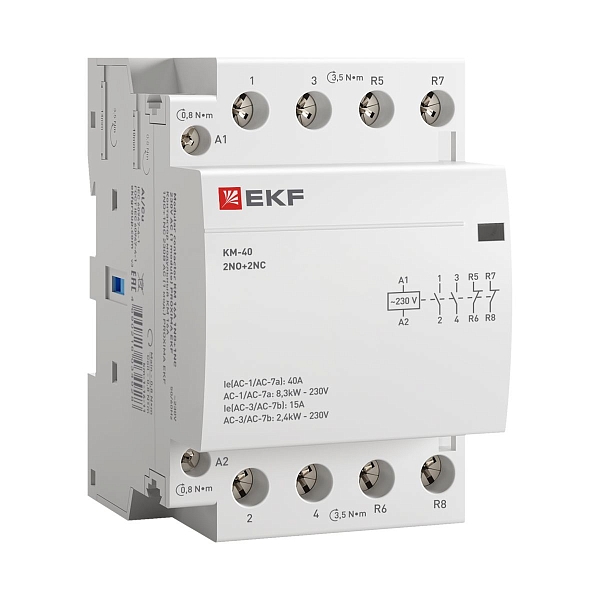 Контактор модульный КМ 40А 2NO+2NC 230В АС (3 мод.) PROXIMA EKF