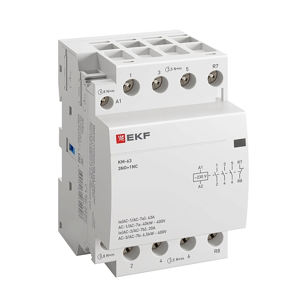 Контактор модульный КМ 63А 3NO+1NC 230В АС (3 мод.) PROXIMA EKF
