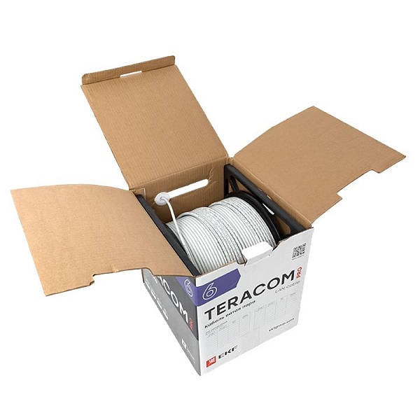 Кабель витая пара TERACOM PRO Cat.6 F/UTP 4 пары solid 23AWG оболочка LSZH нг(А)-HF цвет серый (упак. 305м)