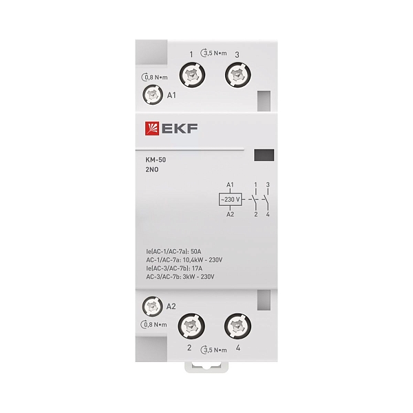 Контактор модульный КМ 50А 2NO 230В АС (2 мод.) PROXIMA EKF