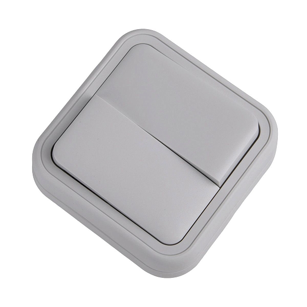 Выключатель, двухклавишный, проходной, СП, автоматические клеммы серый, Бронто EKF