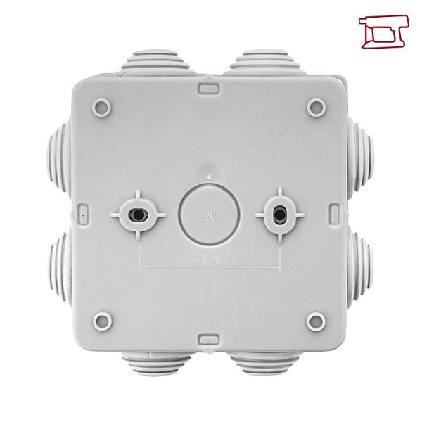 Коробка распределительная КМР-030-031 с крышкой (85x85x40) для прямого монтажа 8 мембр. вводов серая IP55 розн. стикер EKF